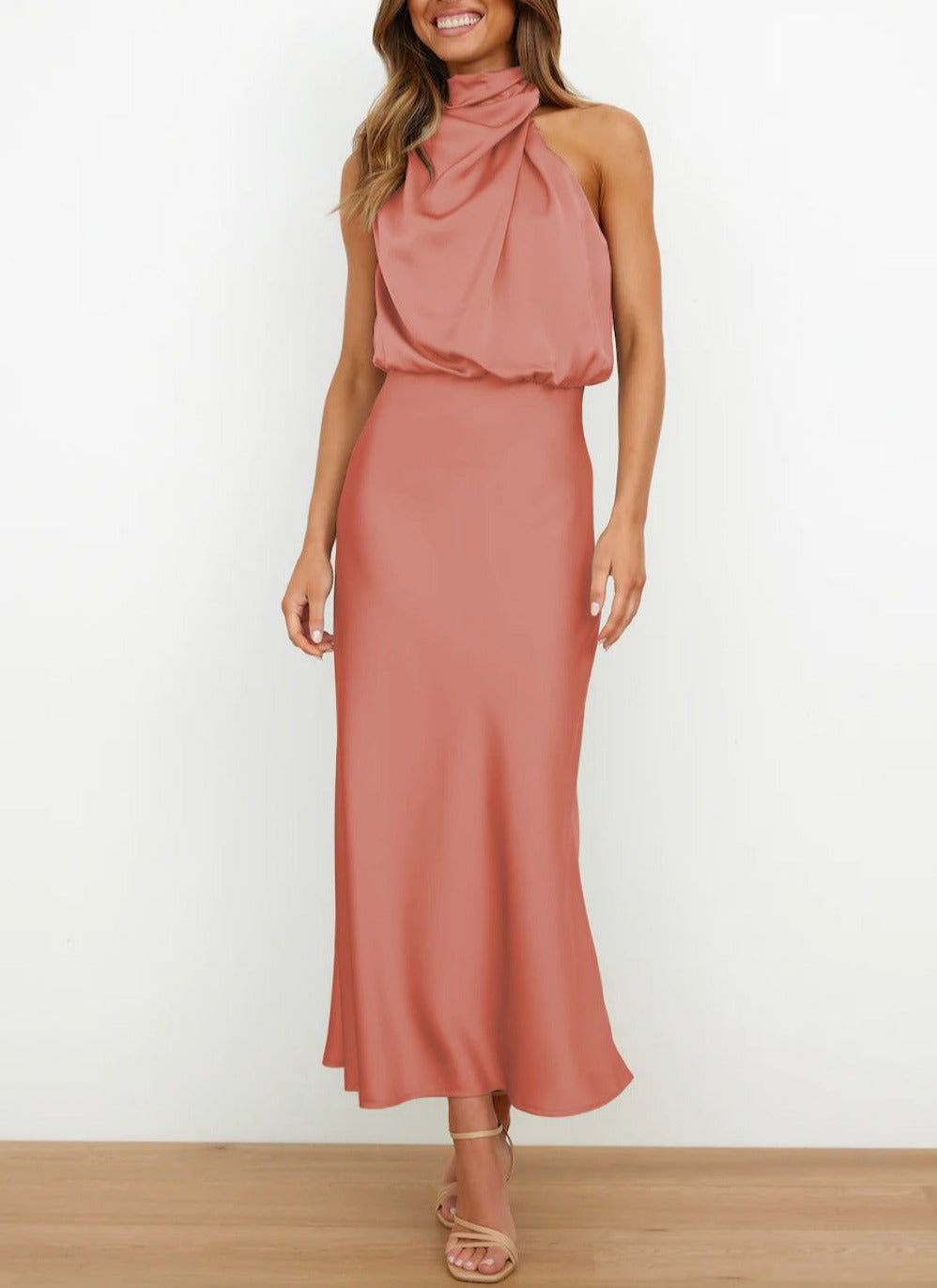 Mira | Sleeveless Satin Wedding Guest Dress