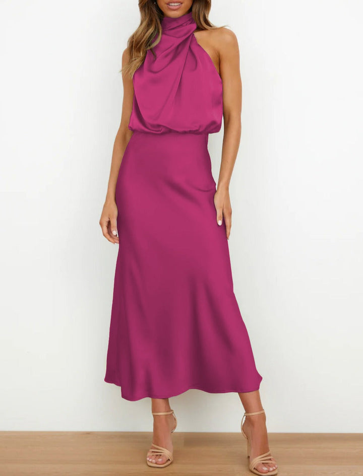 Mira | Sleeveless Satin Wedding Guest Dress