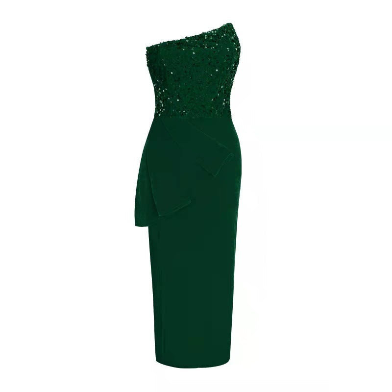 Natalie | One-Shoulder Sequin Wedding Guest Dress