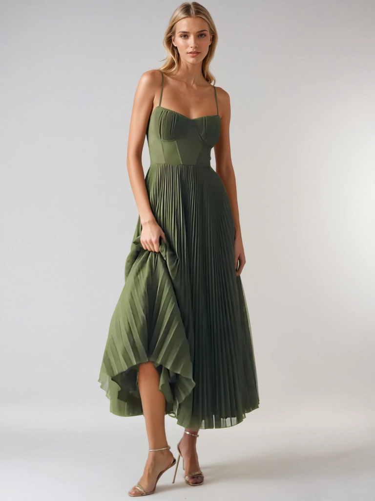 Sonya | Pleated Maxi Wedding Guest Dress