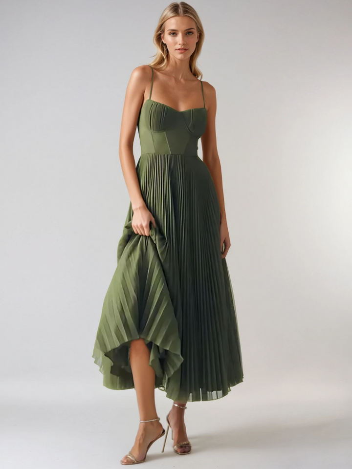 Sonya | Pleated Maxi Wedding Guest Dress