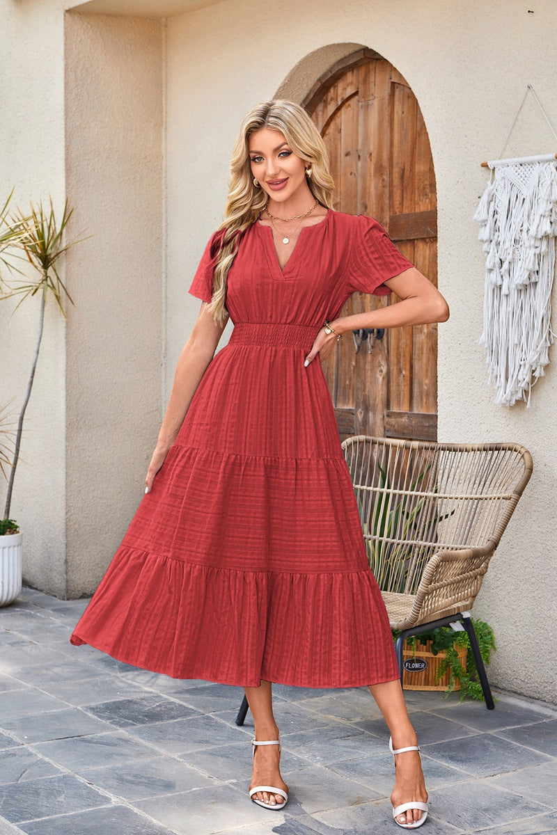 Stella | Elegant Bubble Sleeve Pleated Dress