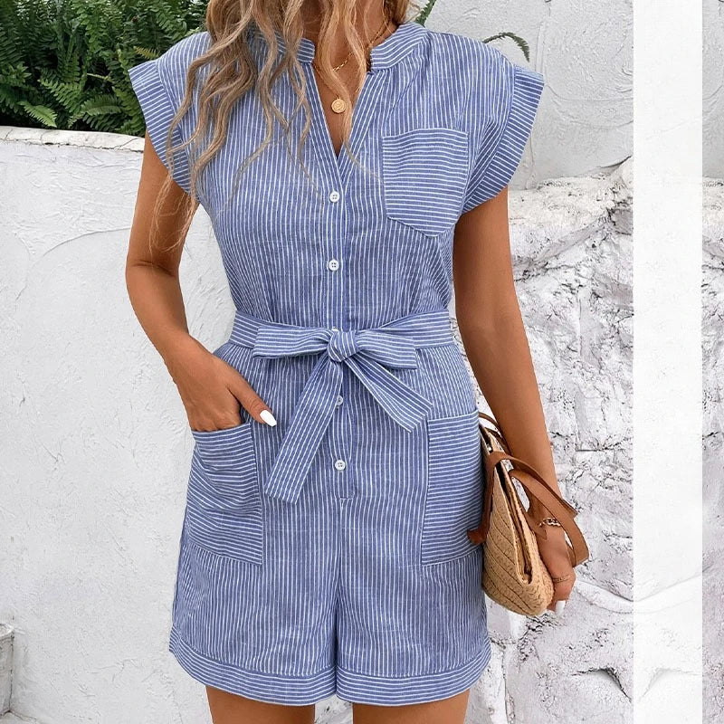 Maya | Elegant Short Sleeved Jumpsuit Shorts