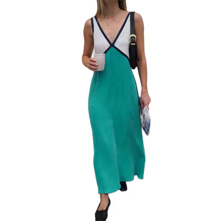 Valeria | V-Neck Colorblock Wedding Guest Dress