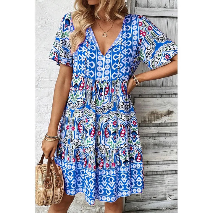 Mila™ - Print Round Neck Maxi Dress