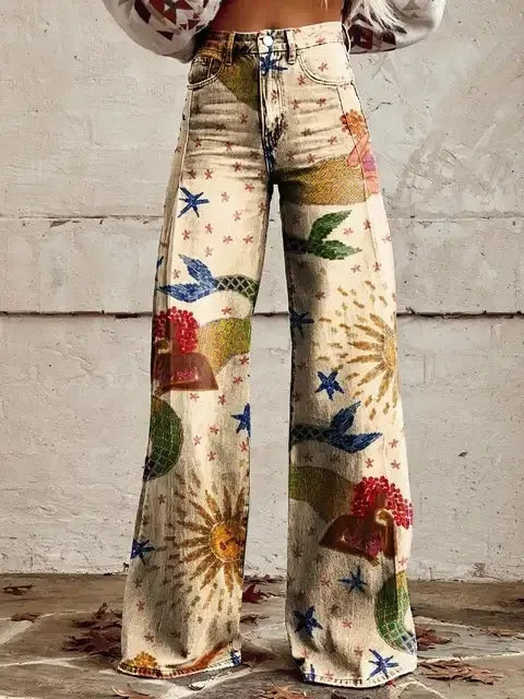 Azly | Linen Floral Pants