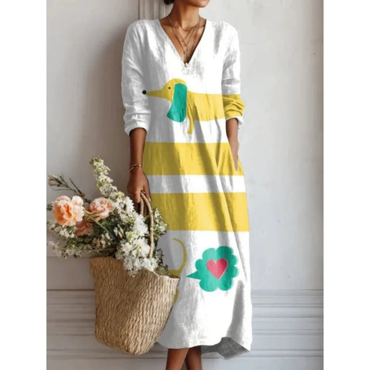 Selene™ - V-Neck Printed Beach Dress