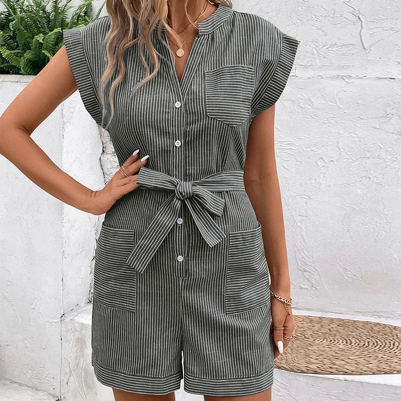 Maya | Elegant Short Sleeved Jumpsuit Shorts