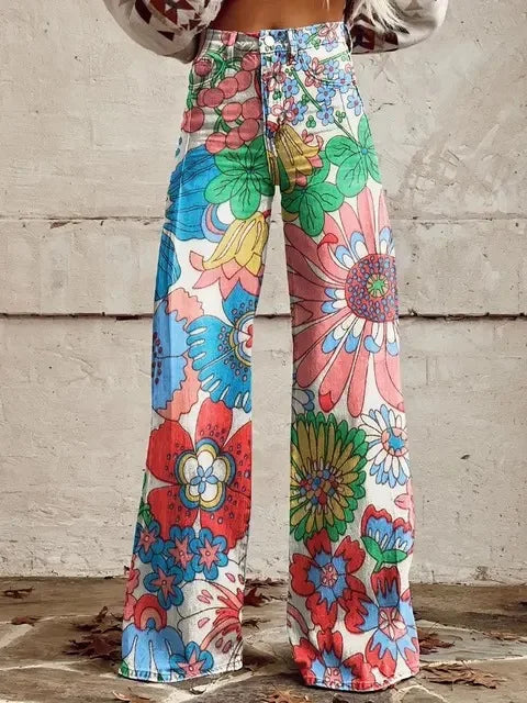 Azly | Linen Floral Pants