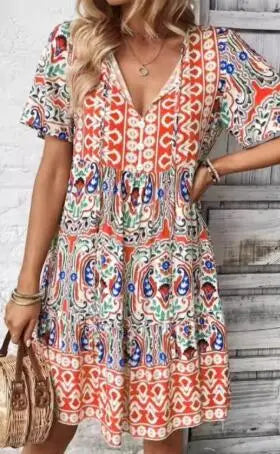 Mila™ - Print Round Neck Maxi Dress