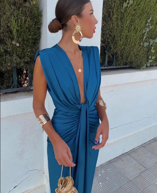 Amelia | Pleated Midi Wedding Guest Dress