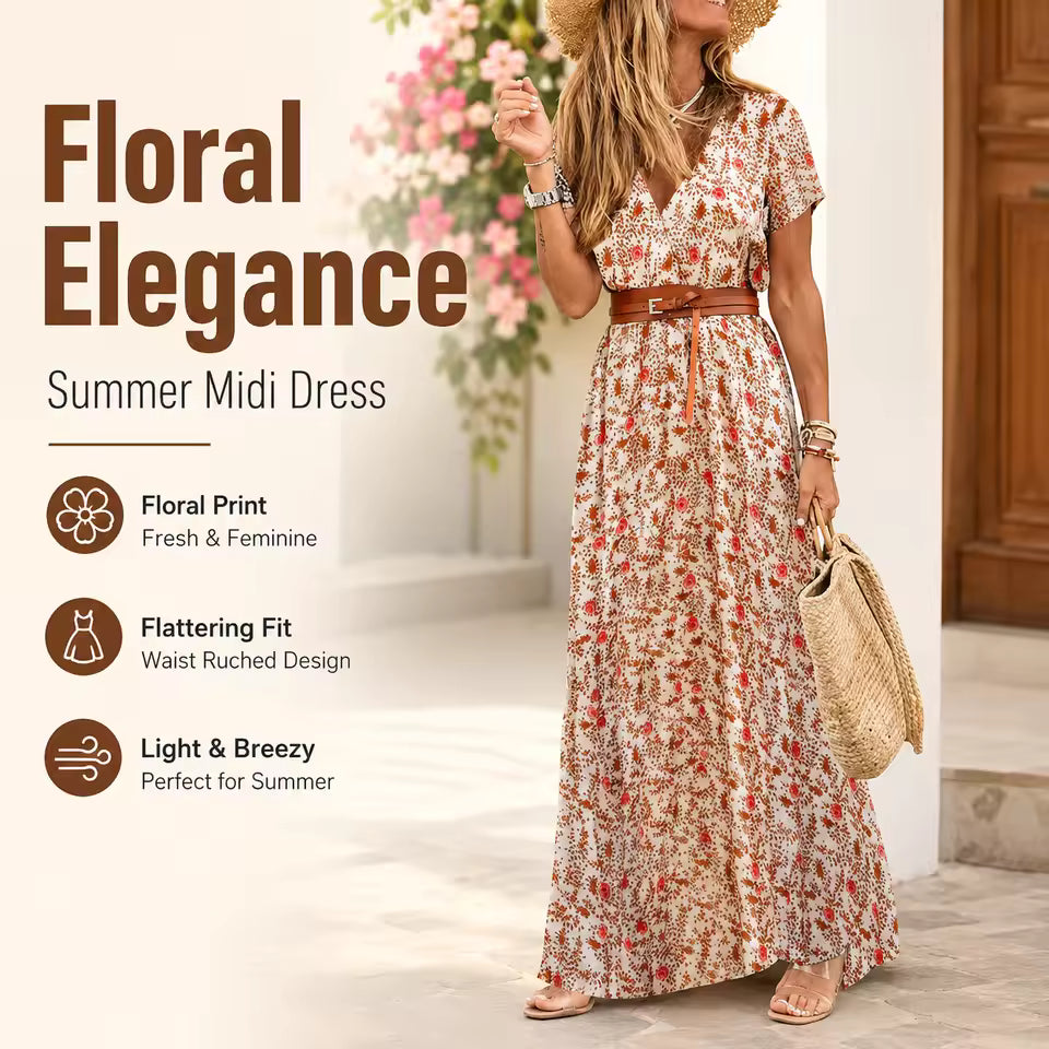 Sienna - Airy Boho Maxi Dress With Matching Belt