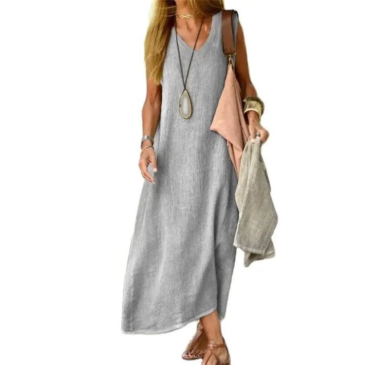 Nell™ - Sleeveless Linen Casual Dress