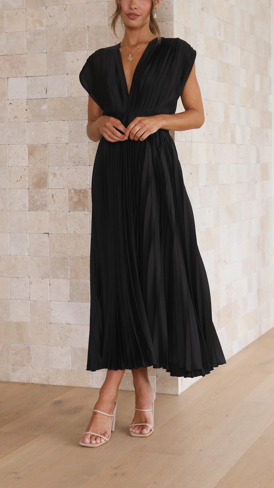 Maria | Pleated Maxi Wedding Guest Dress