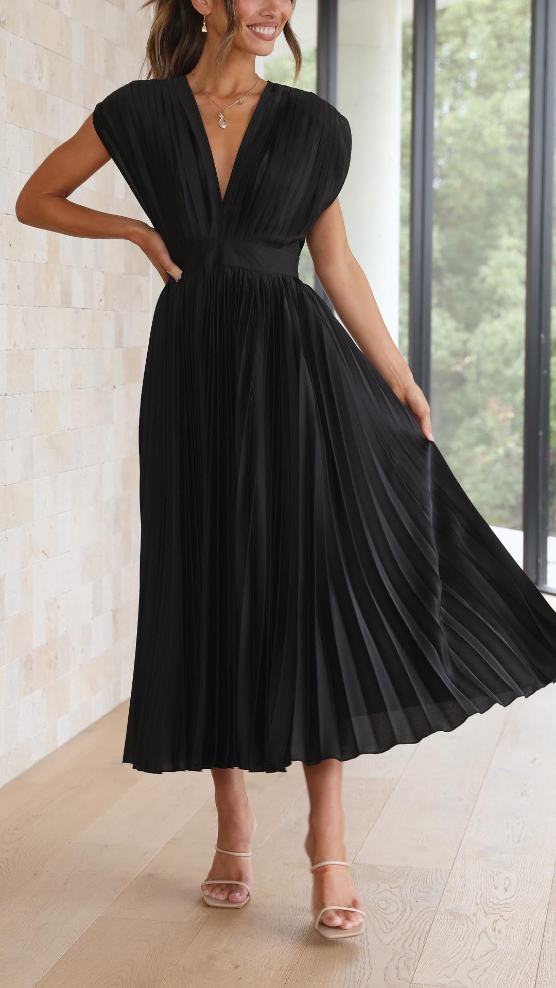 Maria | Pleated Maxi Wedding Guest Dress