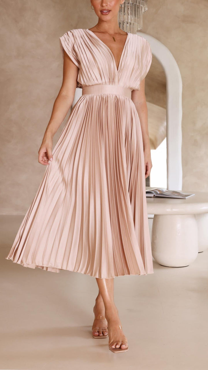 Maria | Pleated Maxi Wedding Guest Dress