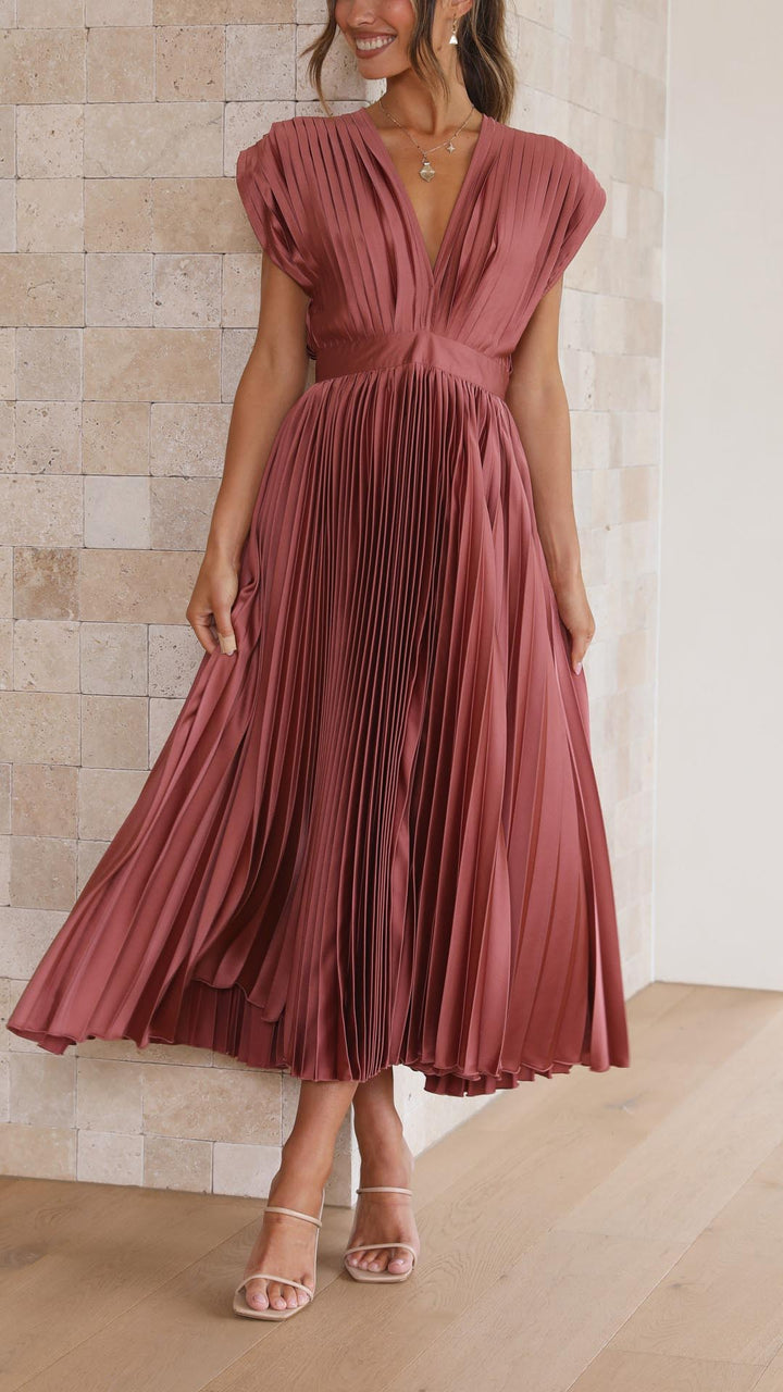 Maria | Pleated Maxi Wedding Guest Dress