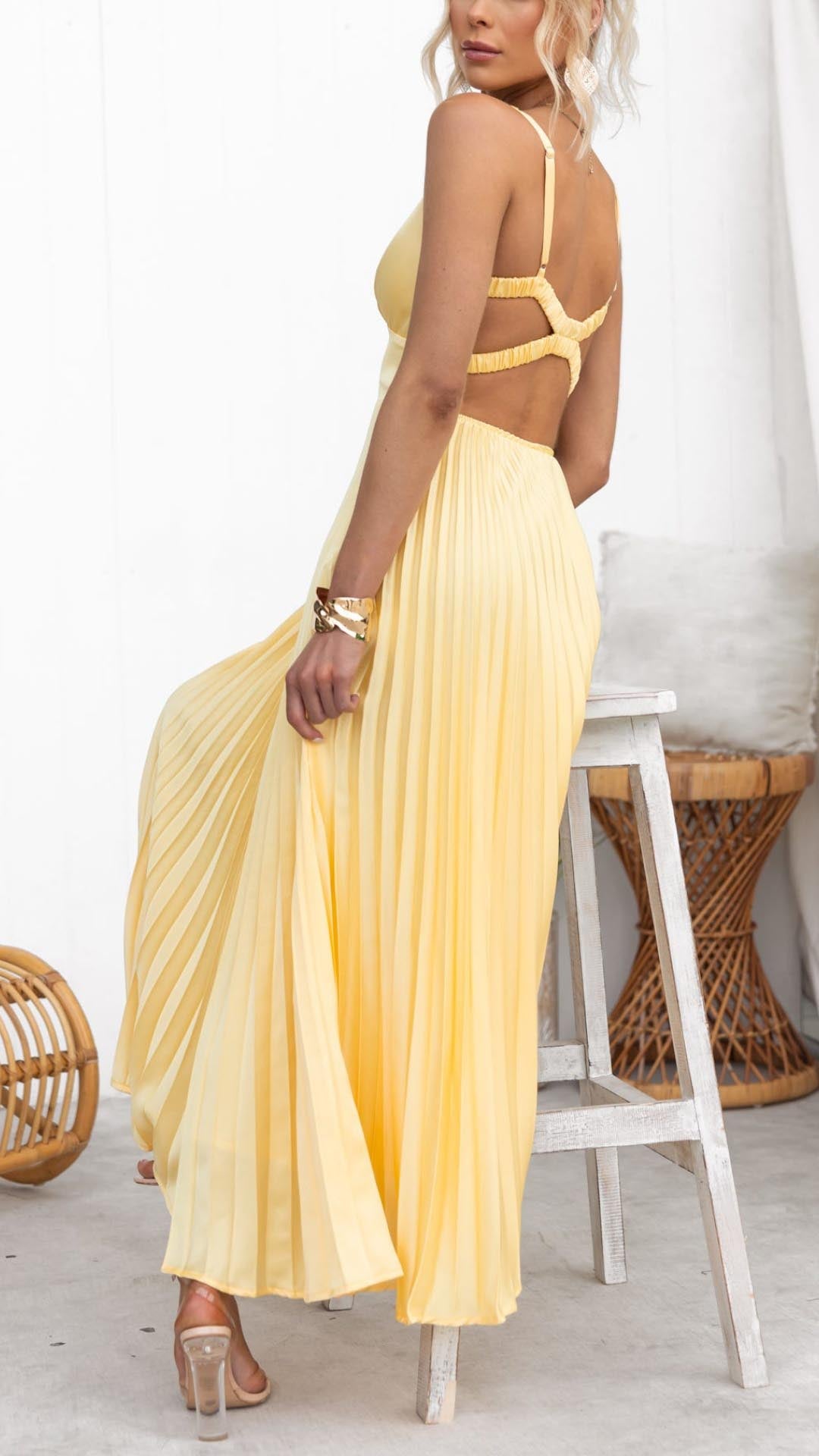 Eileen | Pleated V-Neck Wedding Guest Dress