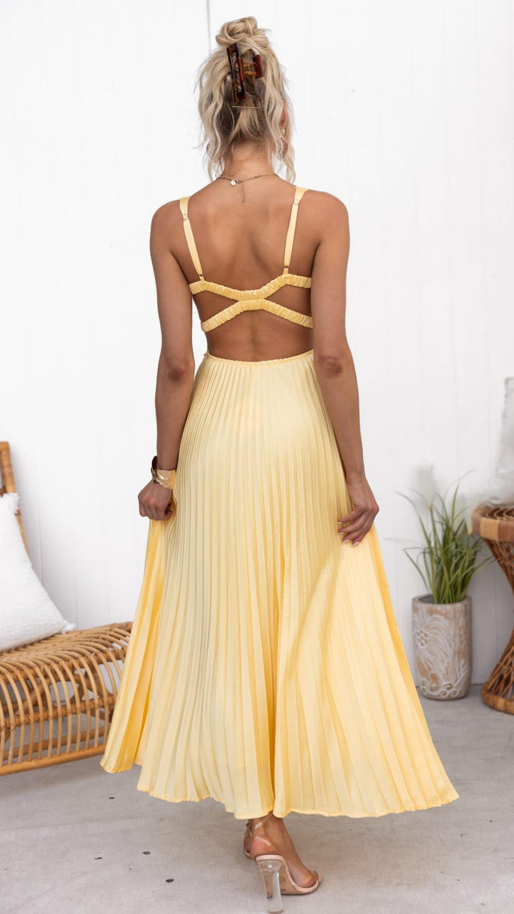 Eileen | Pleated V-Neck Wedding Guest Dress