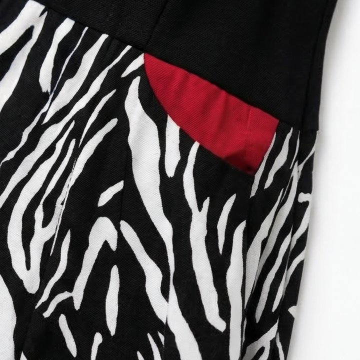 Vivara™ – Patchwork Zebra Print Maxi Dress