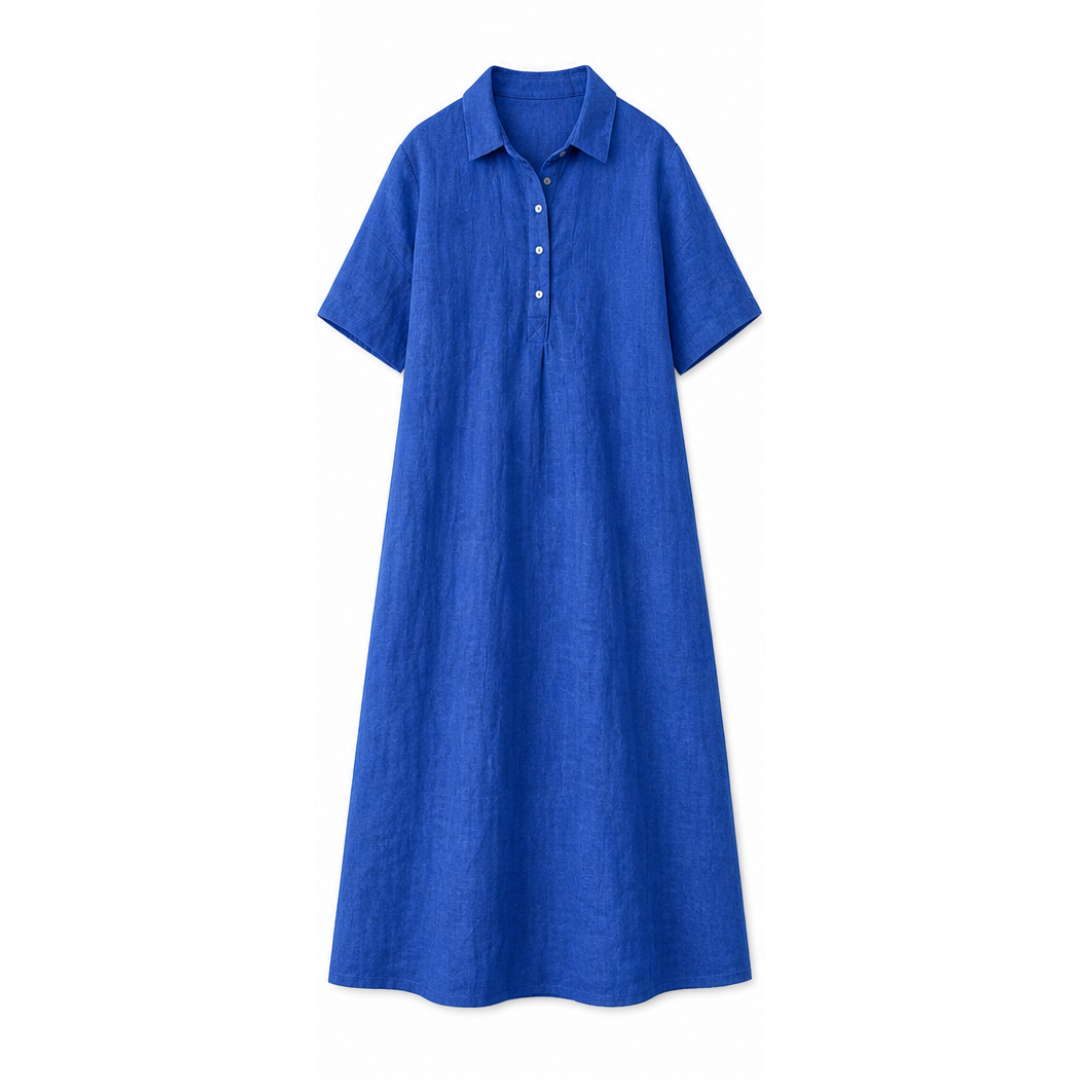 Lunavia™ – Linen Polo Midi Dress for Easy Everyday Style