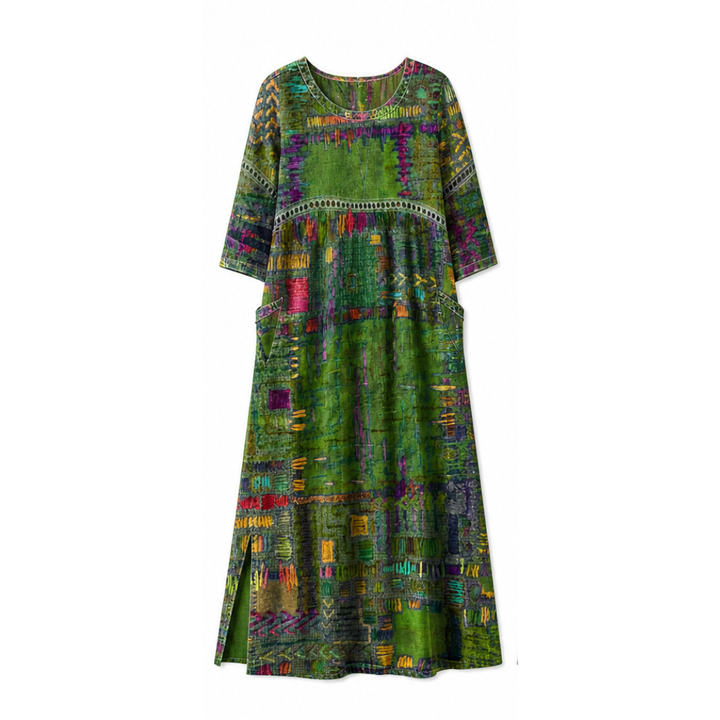 Tessara™ – Painterly Patchwork Midi Dress