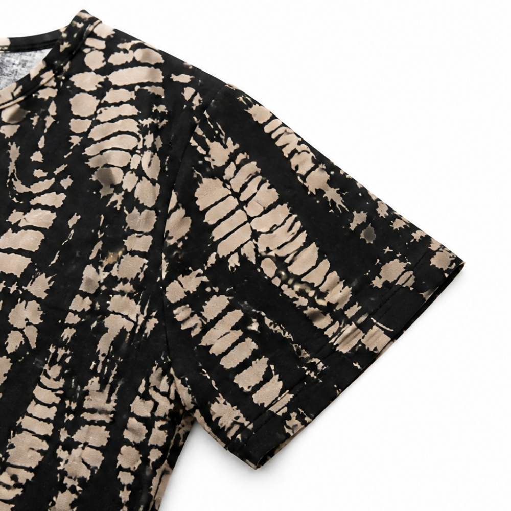 Solara™ – Printed A-Line Shift Dress with Short Sleeves & Buttons