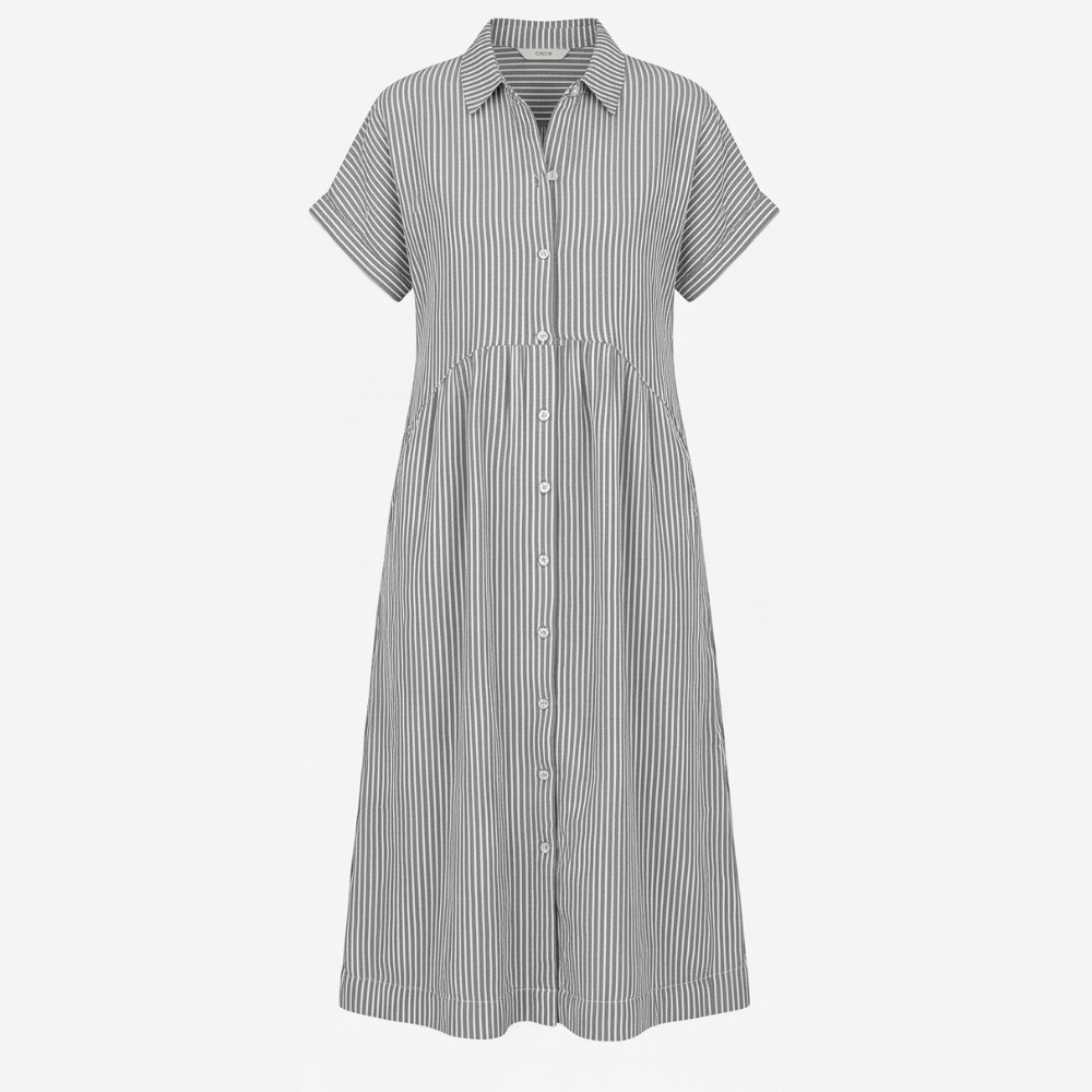 Elira™ – Airy Striped Midi Shirt Dress