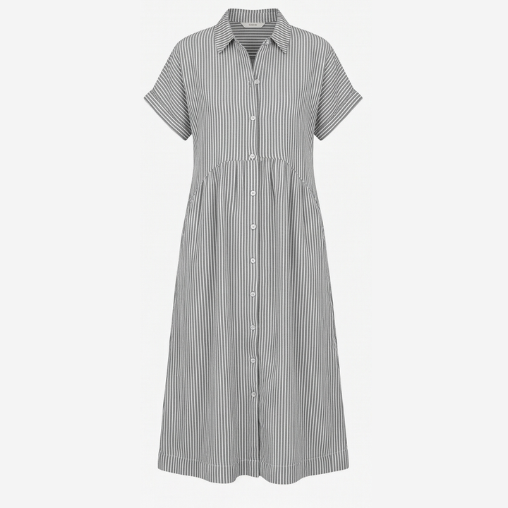 Elira™ – Airy Striped Midi Shirt Dress