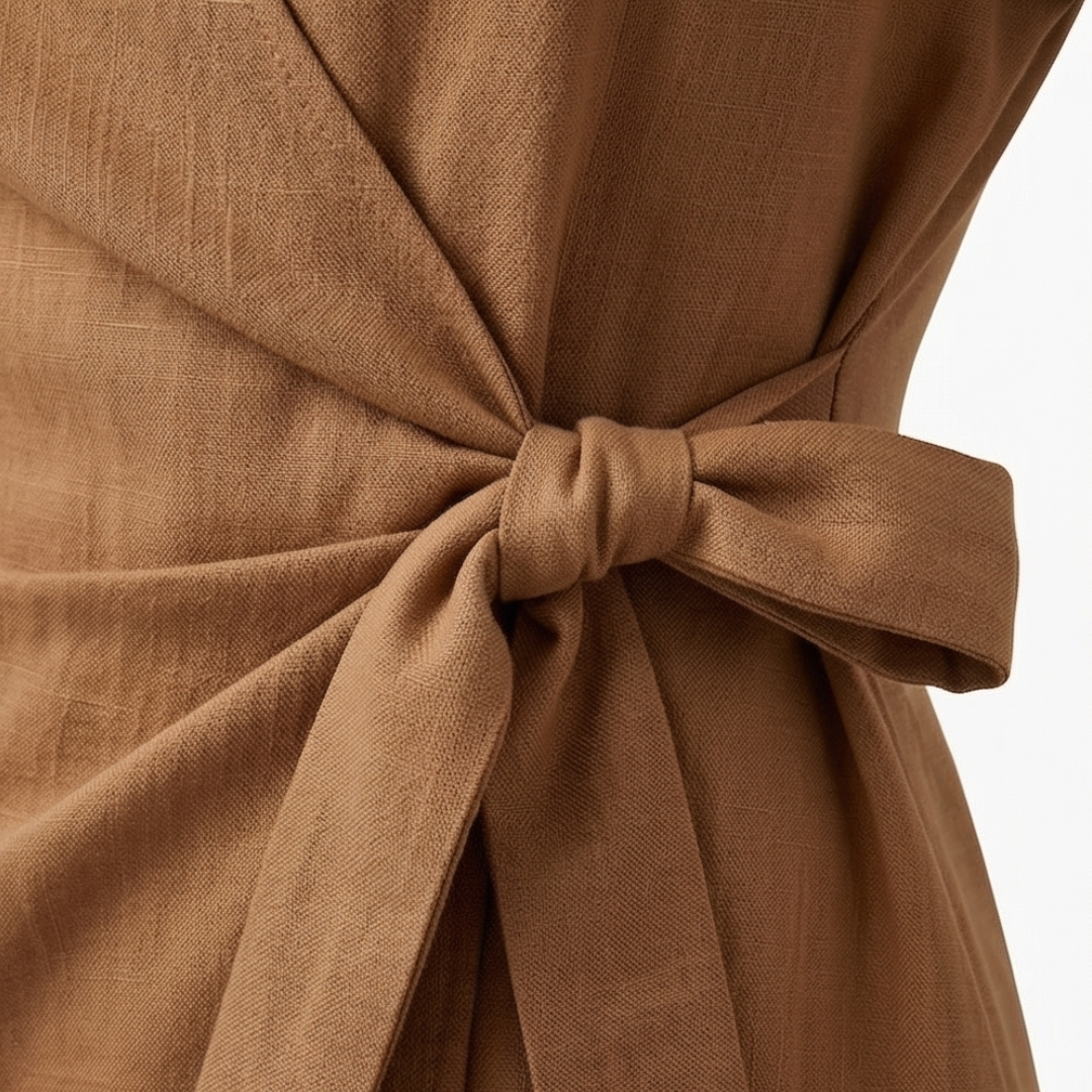 Solara™ – Linen Look Wrap Collar Romper