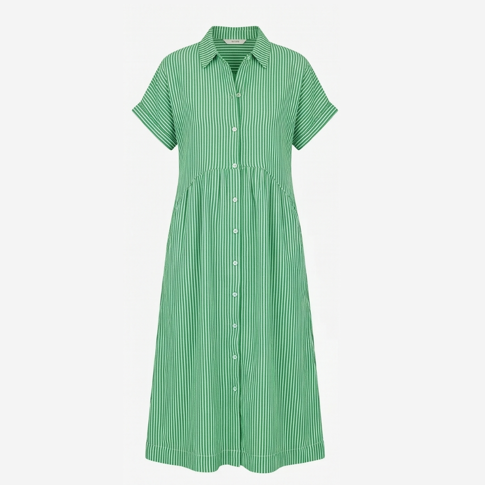 Elira™ – Airy Striped Midi Shirt Dress