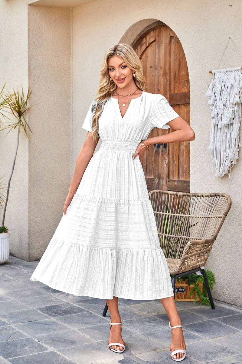 Stella | Elegant Bubble Sleeve Pleated Dress