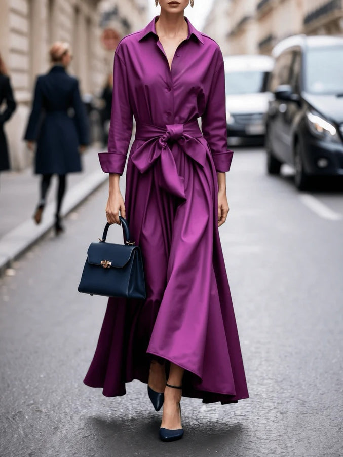 Alaia™ | Elegant Long-Sleeve Tie Maxi Dress