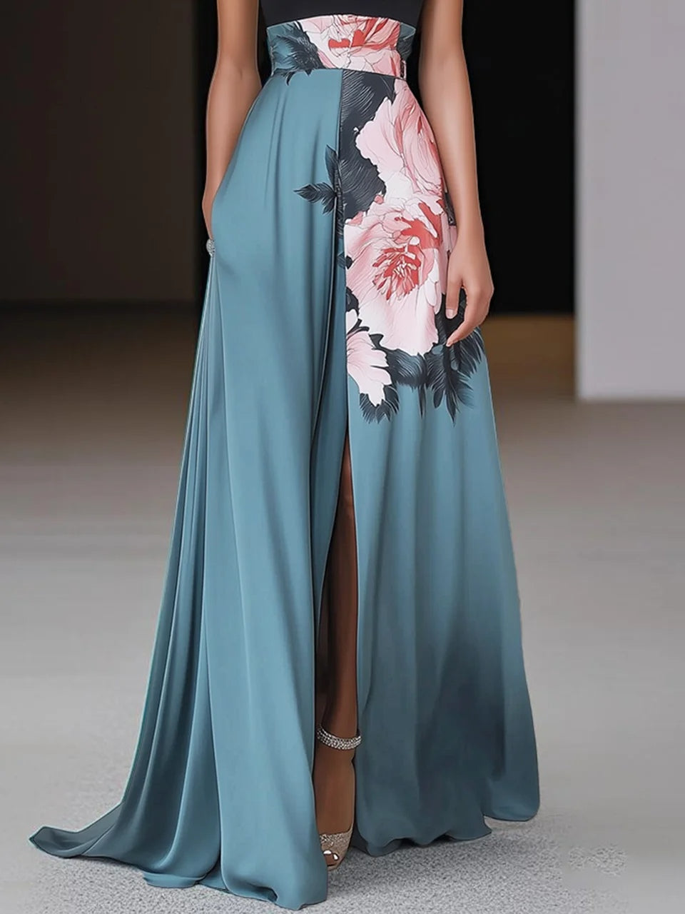 Janelle | Floral Slit Maxi Wedding Guest Dress
