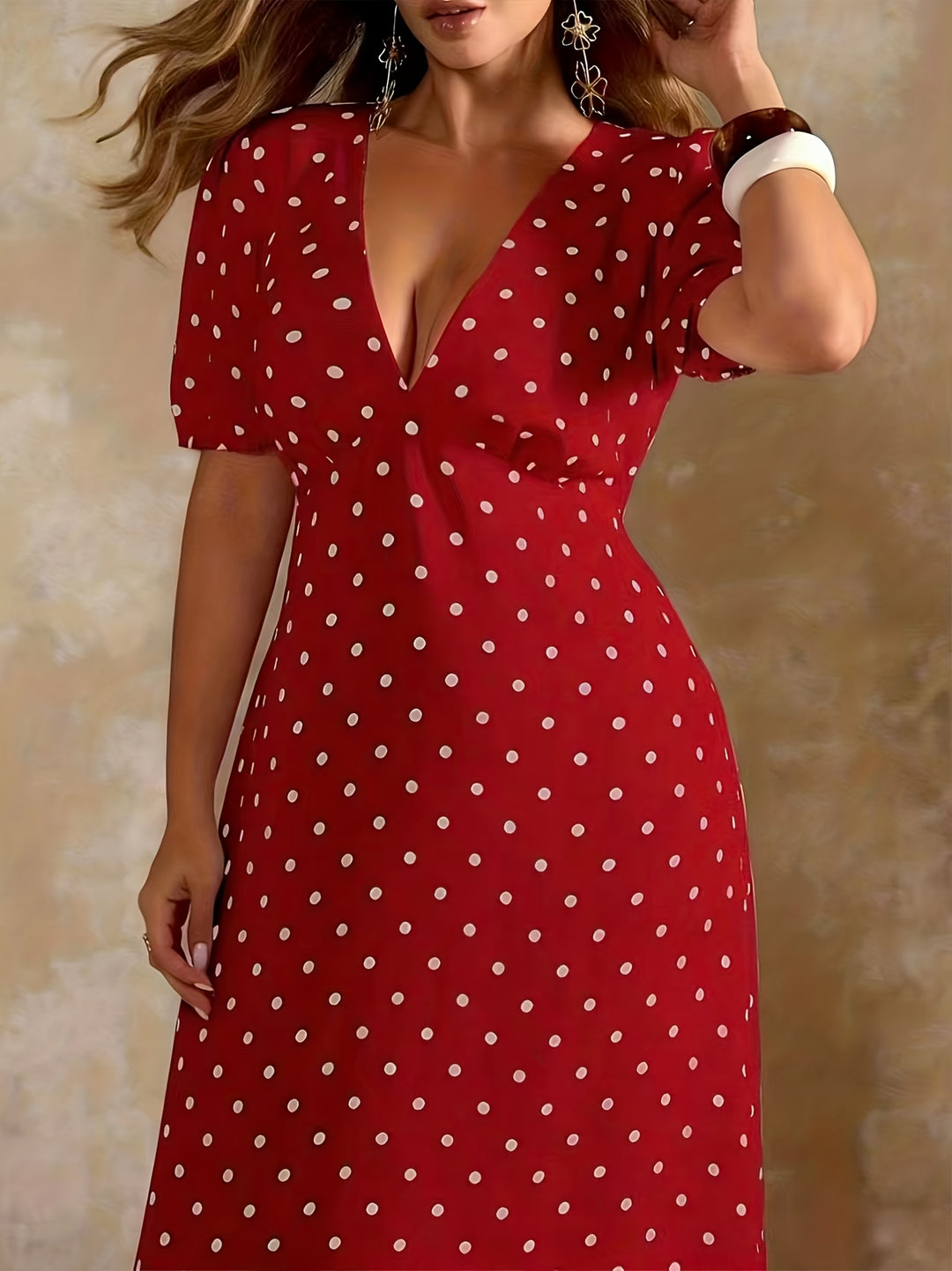 NATALIE™ - Elegant Polka Dot Wrap Maxi Dress