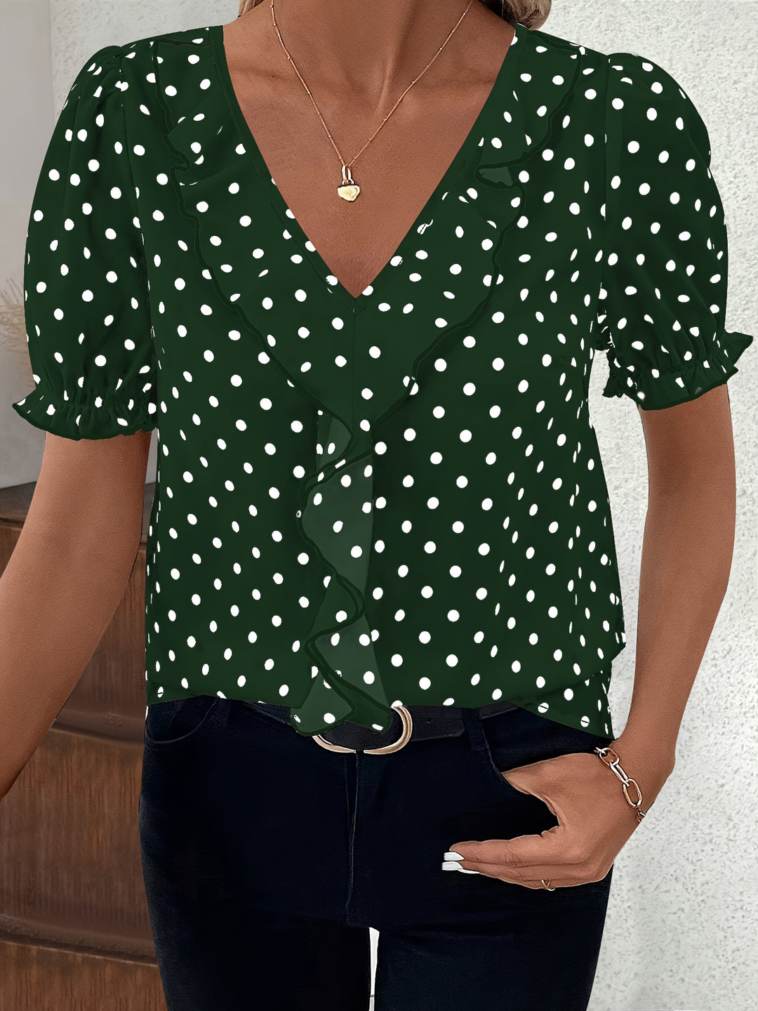 LILA – Lace Color Block Bubble Sleeve Blouse