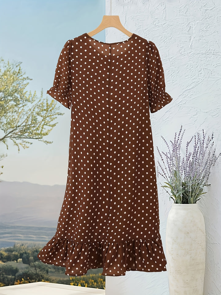 MILA – Round Neck Polka Dot Short Sleeve Dress