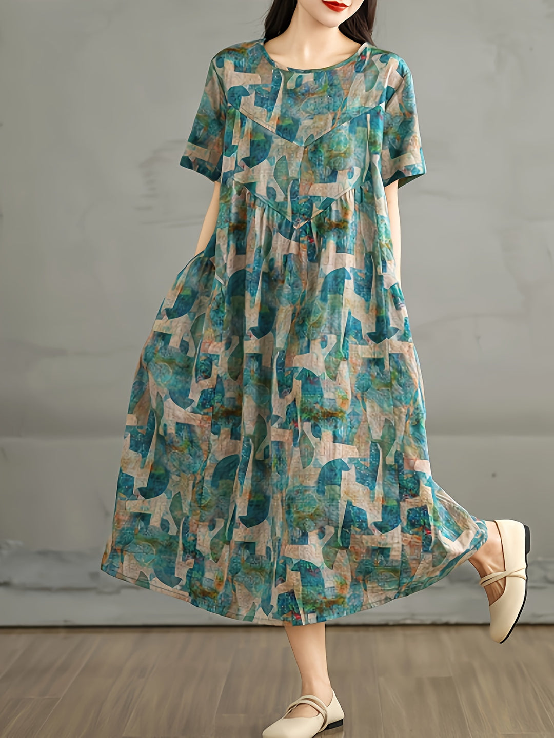 Linvera™ - Vintage Linen A-Line Dress