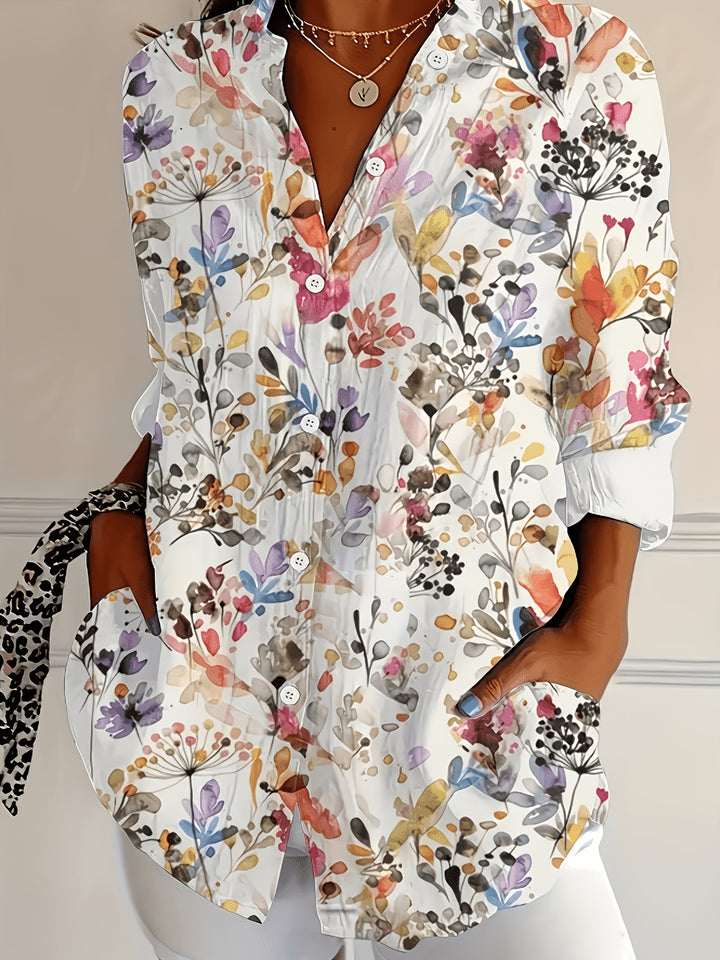 Celeste | Classic Collar Printed Long Sleeve Blouse