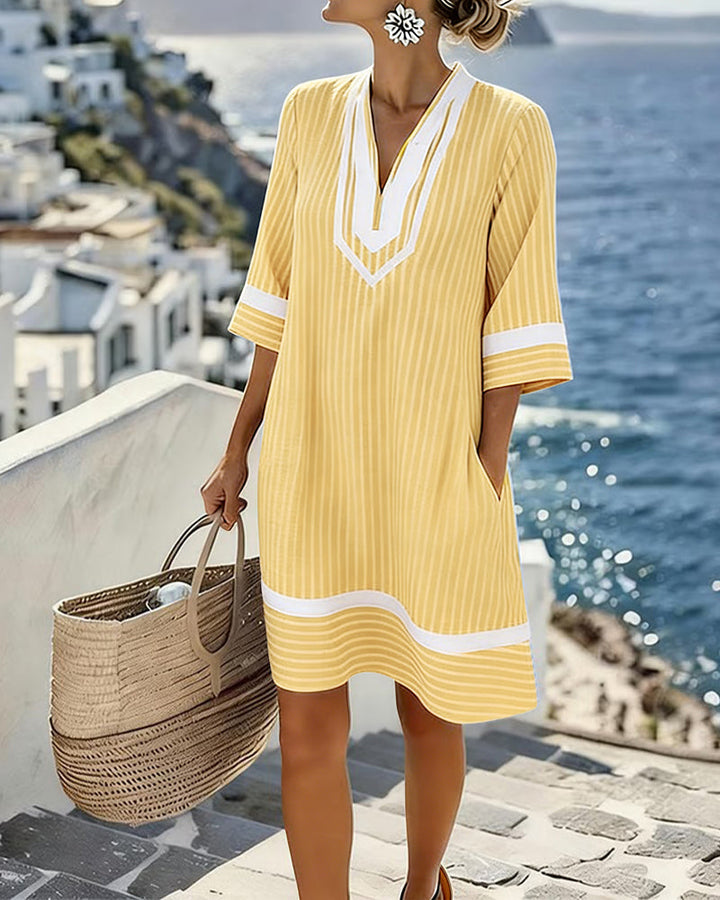 Klara™ | Lightweight striped dress with a V-neck