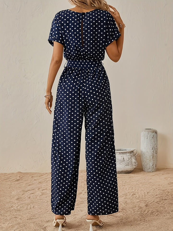 AUDREY – Royal Blue Tie-Waist Jumpsuit