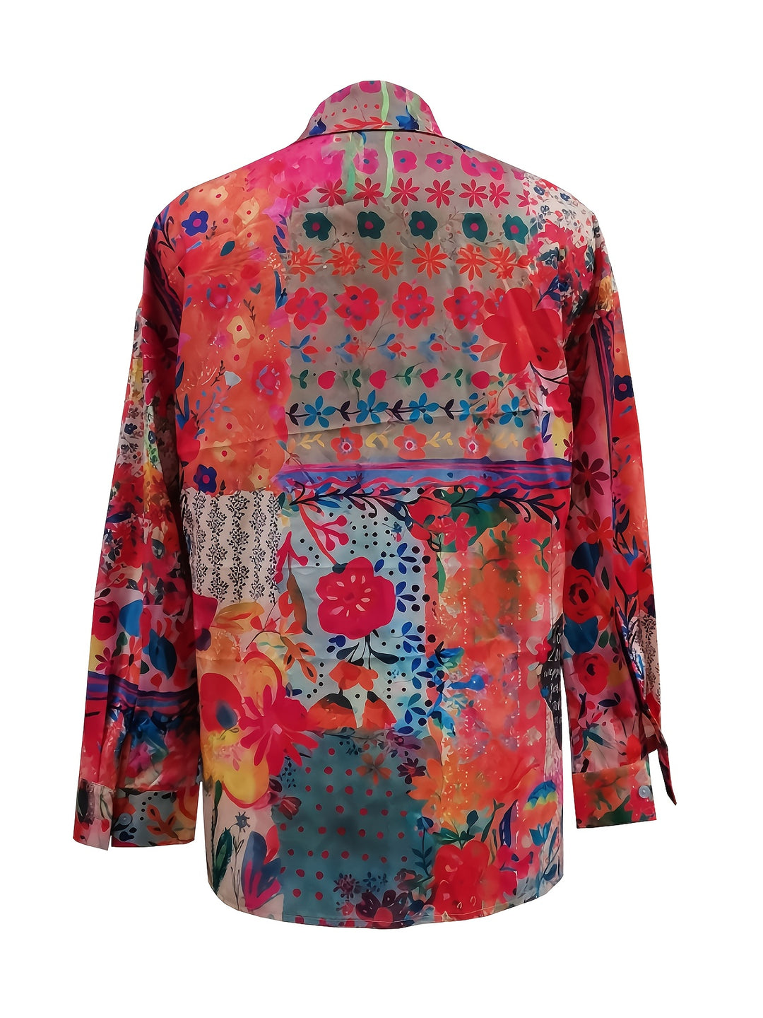 Blossom | Floral Collared Long Sleeve Loose Shirt