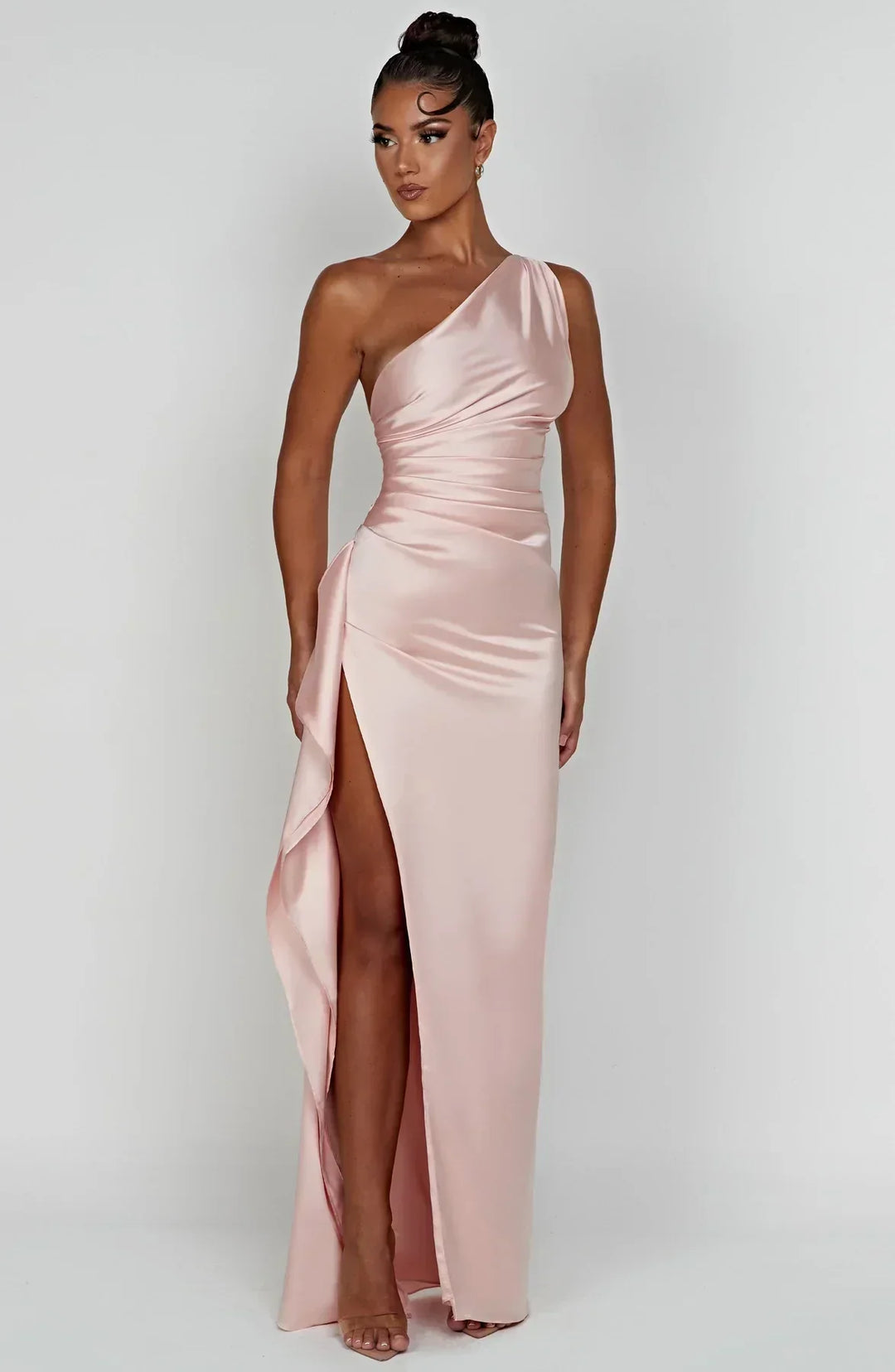 Isabeau | Satin One-Shoulder Wedding Guest Dress