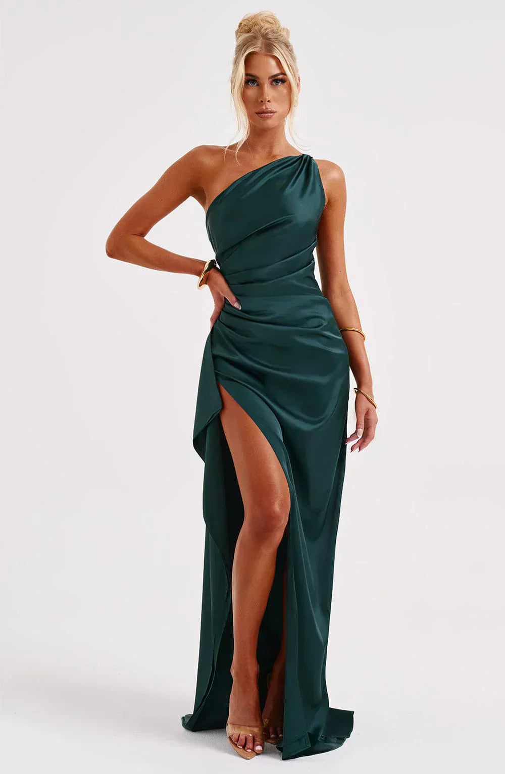 Isabeau | Satin One-Shoulder Wedding Guest Dress
