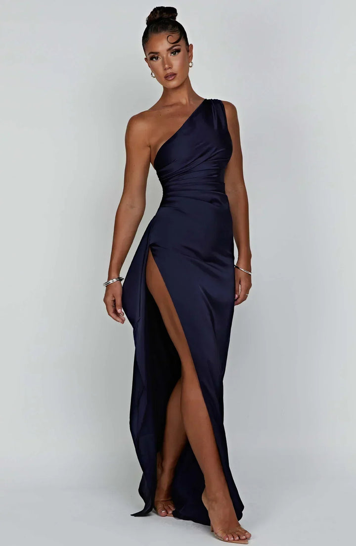 Isabeau | Satin One-Shoulder Wedding Guest Dress