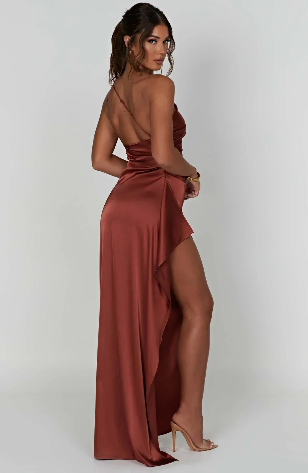 Isabeau | Satin One-Shoulder Wedding Guest Dress