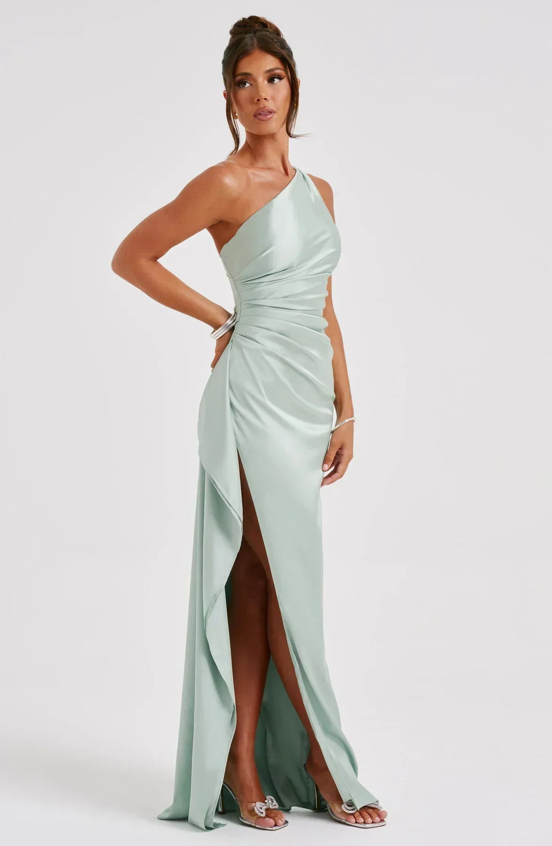 Isabeau | Satin One-Shoulder Wedding Guest Dress