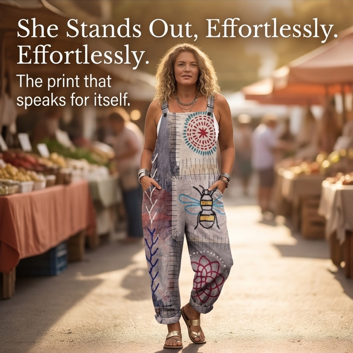 QueenBee™ Artisan Print Plus-Size Overall