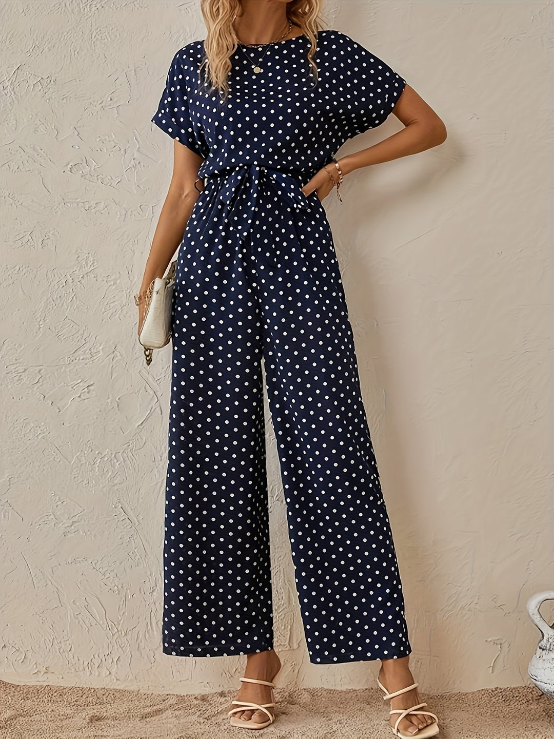 AUDREY – Royal Blue Tie-Waist Jumpsuit
