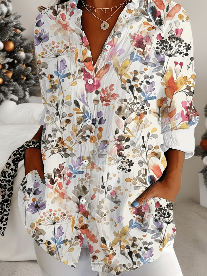Celeste | Classic Collar Printed Long Sleeve Blouse
